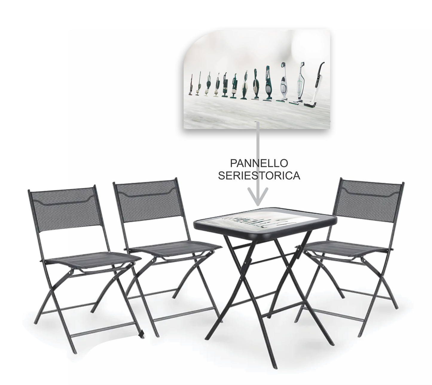 Tavolo 70x70 con 3 sedie pieghevoli compresa borsa