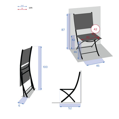 Tavolo 70x70 con 3 sedie pieghevoli compresa borsa