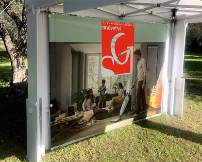 Gazebo completo di TELO LATERALE STAMPATO su due lati