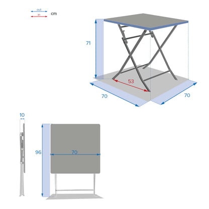 Tavolo 70x70 con 3 sedie pieghevoli compresa borsa